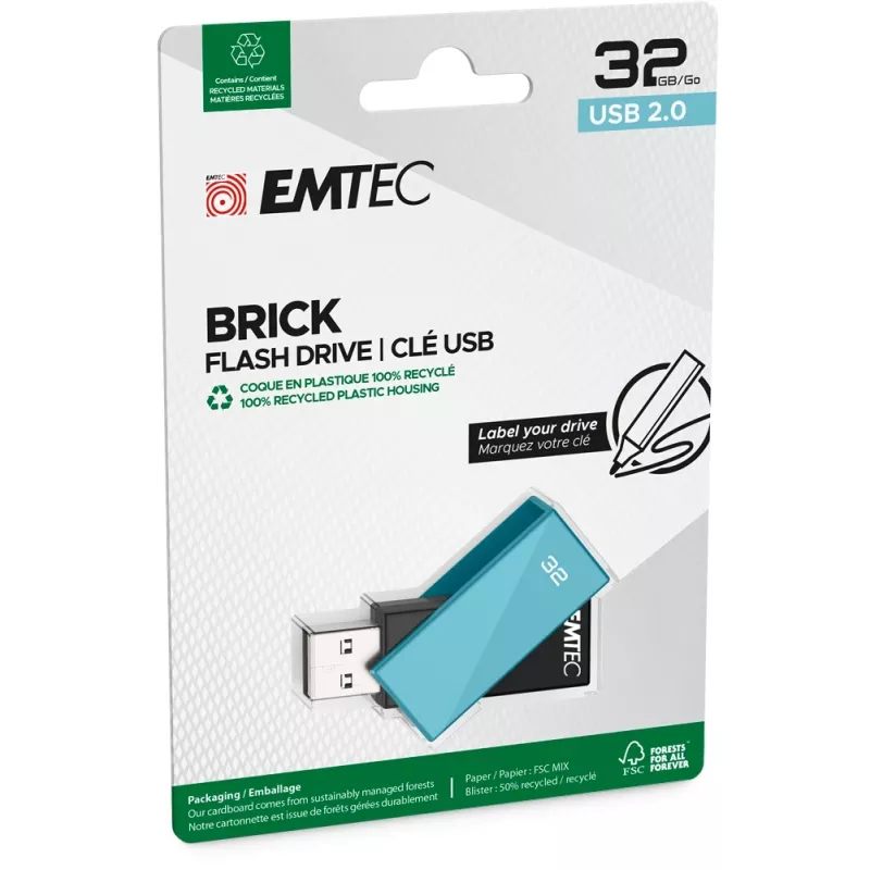 USB flash drive Emtec 32 GB USB Type-A C350 Brick 2.0 μαύρο μπλε