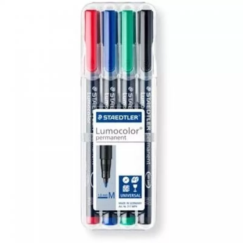 Μόνιμος μαρκαδόρος Staedtler Lumocolor 317 WP4 μαύρο, μπλε, πράσινο, κόκκινο