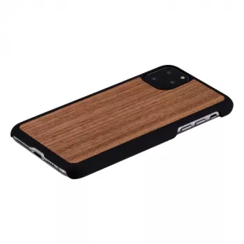 Θήκη smartphone man and wood για iPhone 11 Pro Max — μαύρο καρύδι, ξύλινη πλάτη, προστατευτικό πλαίσιο