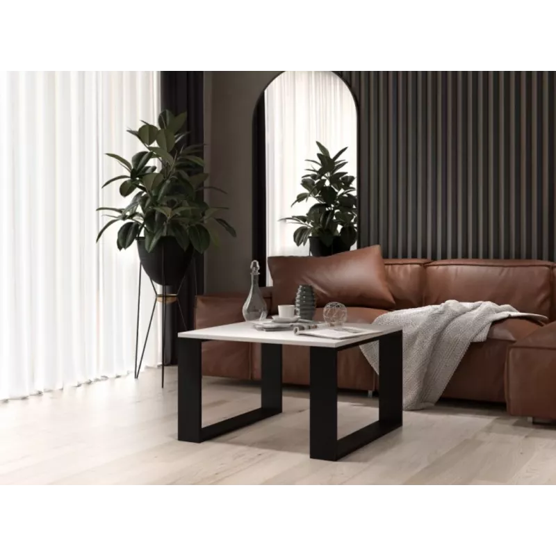 MODERN MINI τραπέζι 67x67x40 cm λευκό/μαύρο