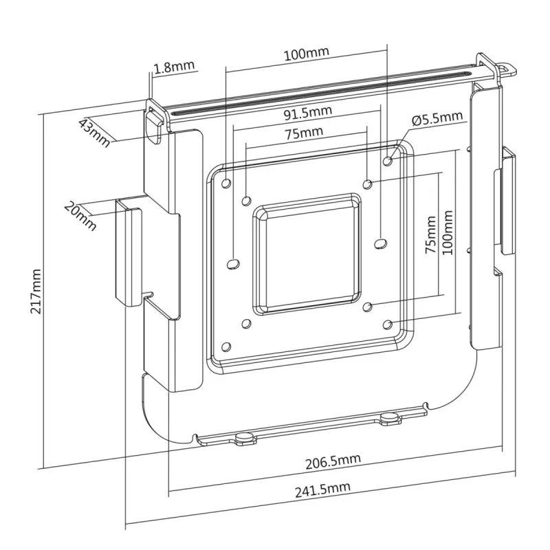 Βάση τοίχου/οθόνης MACLEAN MC-473 VESA 75x75 100x100 συμβατή με Mac Mini (2014 και νεότερο)