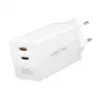 Διπλός αντάπτορας πρίζας USB 65W, 2xUSB-C, λευκό