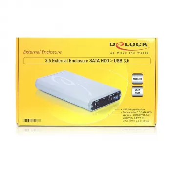 DeLOCK 8,90cm (3.5) Εξωτερική θήκη SATA HDD σε USB3.0 - Θήκη αποθήκευσης - 8,9 cm (3.5) - S-ATA2 - 300MBps - SuperSpeed USB (42478)
