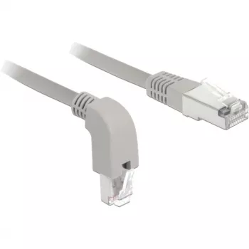 DeLOCK - Καλώδιο patch - RJ-45 (M) με γωνία προς τα κάτω σε RJ-45 (M) - 50cm - S/FTP - CAT 6a - θωρακισμένο, χωρίς αλογόνα - Γκρι (85873)