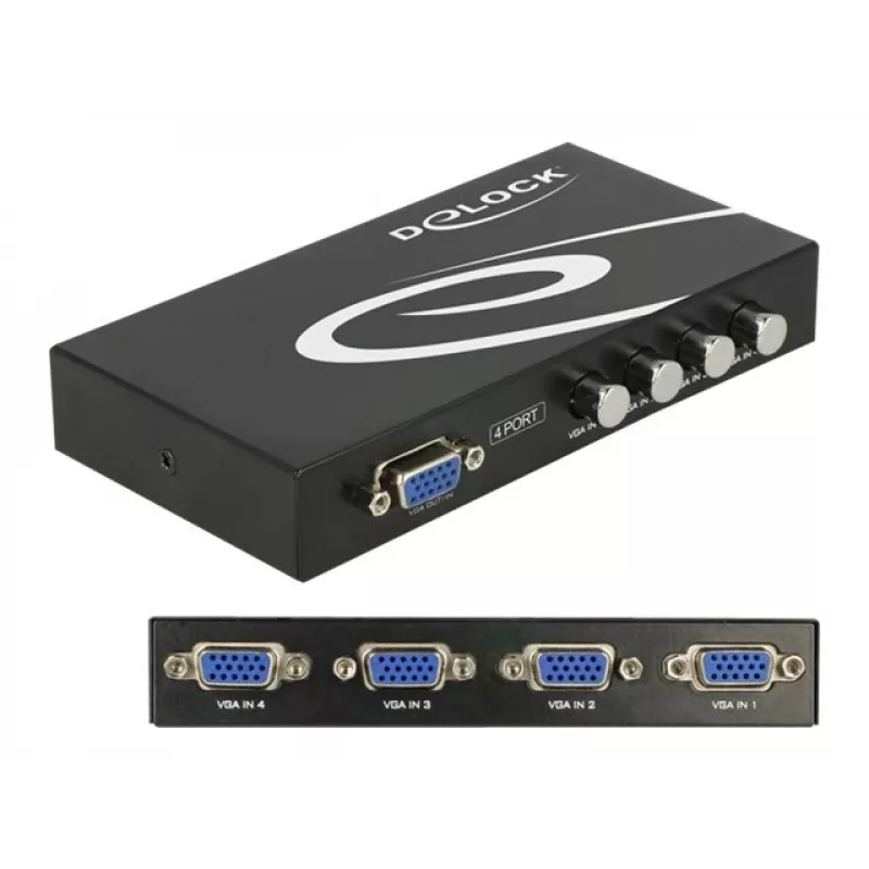 DeLock Διακόπτης VGA 4 Port χειροκίνητος αμφίδρομος - Διακόπτης οθόνης - 4 x VGA - Desktop (87635)