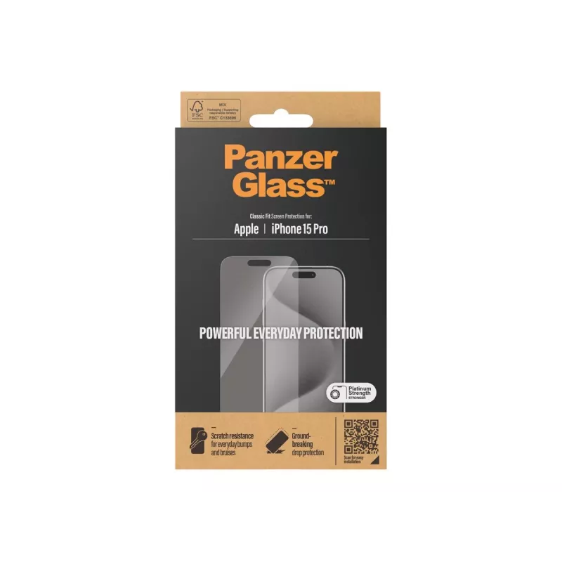 PanzerGlass® Μεμβράνη προστασίας οθόνης iPhone 15 Pro | Classic Fit