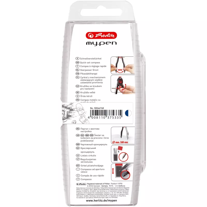 Herlitz my.pen Quick-Adjust Διαβήτης, Μπλε/Λευκό
