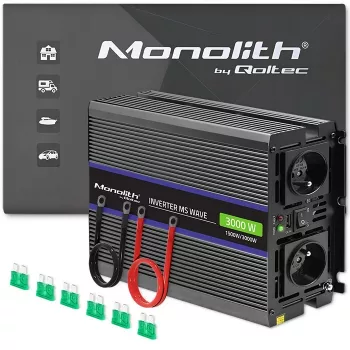 Μετατροπέας QOLTEC Monolith 3000 MS Wave, 12V→230V, 1500/3000W, με USB