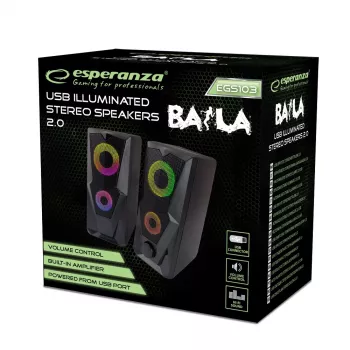 Ηχείο ESPERANZA BAILA 6 W ενσύρματο ηχείο δαπέδου, 6 W RMS, 160–20000 Hz, 3 Ω, USB & 3,5 mm, Ζεύγος