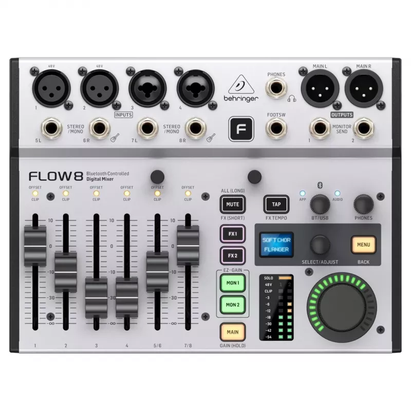 Digital Mixer Behringer FLOW 8 — μίξερ και διεπαφή ήχου USB 8 καναλιών