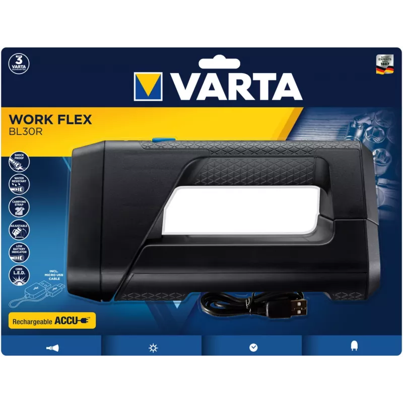 Φακός χειρός Varta Work Flex μαύρο LED 600 lm IPX4 2600 mAh