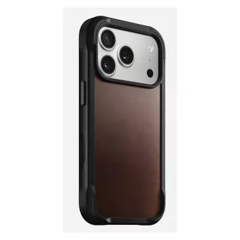 Θήκη κινητού Nomad Rugged Leather Case για iPhone 17 Pro, 6,3 ίντσες (16 cm), καφέ, δέρμα/TPU/αλουμίνιο