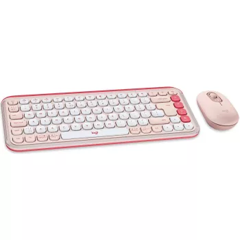 Logitech POP Icon Combo - Σετ πληκτρολογίου-ποντικιού - Ασύρματο - Bluetooth LE - QWERTY - US International - rosé, Off-White (920-013142)