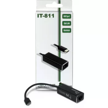 Inter-Tech Argus IT-811 - προσαρμογέας δικτύου - USB-C - Gigabit-Ethernet - μαύρο (88885438)