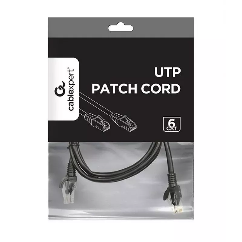 Καλώδιο δικτύου Gembird PP6U-1M RJ-45 Cat6 1m Μαύρο