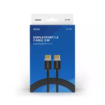 Καλώδιο SAVIO DISPLAYPORT (M) - DISPLAYPORT (M), V1.4, 3 m, CL-176
