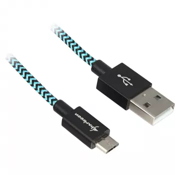 Καλώδιο USB A-B Sharkoon 2,0 m, USB 2.0, θωράκιση αλουμινίου πλέγματος, μαύρο/μπλε