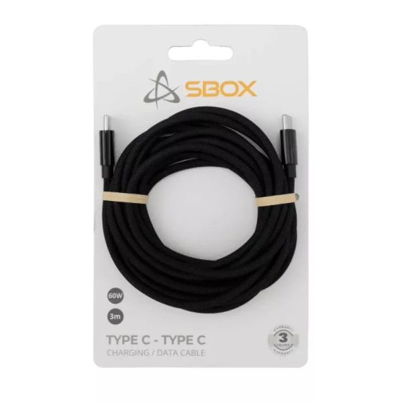 Καλώδιο USB Type-C SBOX 3 m, Type-C σε Type-C, μαύρο