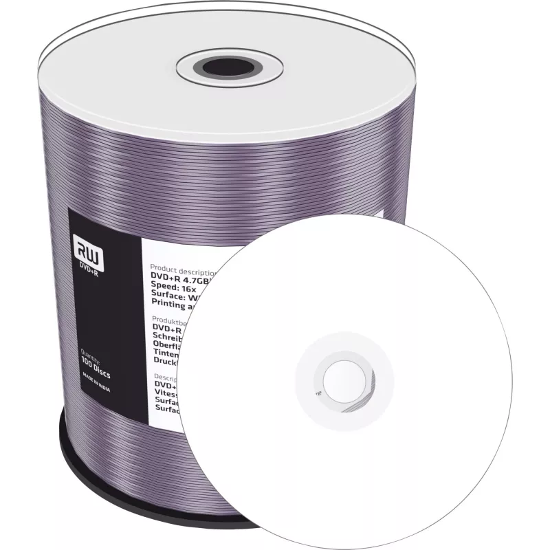 MediaRange Inkjet Fullsurface-Printable - 100 x DVD+R 16x - Μέσο αποθήκευσης (MR414)