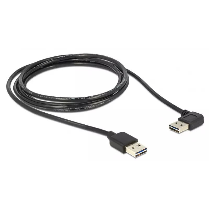 Καλώδιο USB DeLOCK 1m USB 2.0 A m/m 90° μαύρο