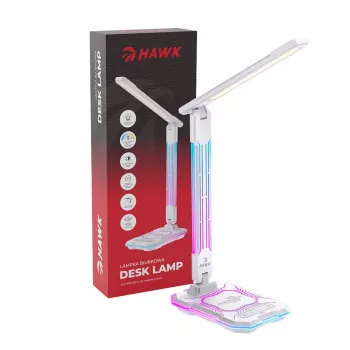 Επιτραπέζιο φωτιστικό Hawk HW-LAMP04 λευκό LED ρυθμιζόμενο, λευκή επιφάνεια, ρυθμιζόμενη κεφαλή και βραχίονας
