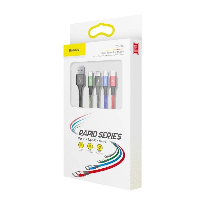 Καλώδιο USB Baseus Fast 4in1 2xUSB-C / Lightning / Micro 3.5A 1.2m (μαύρο)