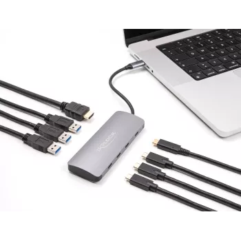 USB-C Hub DELOCK 64323 — USB 3.2 Gen 2 Type-C-Host, HDMI + 2× USB-A + 2× USB-C, 10 Gbit/s, γκρι