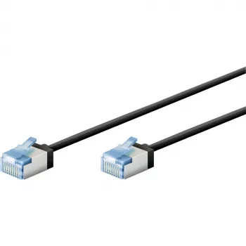 Goobay Ultra-Flexibles Καλώδιο Patch CAT 6A λεπτό U/FTP μαύρο – εξαιρετικά κοντό βύσμα (74318)
