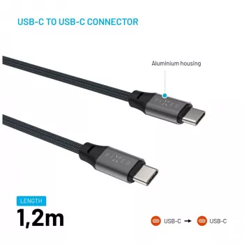 USB-C σε USB-C Μαγνητικό Πλεκτό Καλώδιο FIXED FIXDBM-CC12-GR, USB 2.0, 1,2 m, γκρι