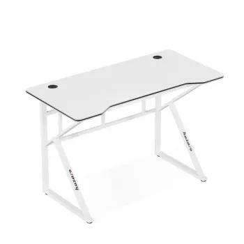 Gaming τραπέζι huzaro Hero 1.6 λευκό — ευθεία επιφάνεια MDF/άνθρακα 1200×600 mm, μεταλλικός σκελετός, ύψος 750 mm