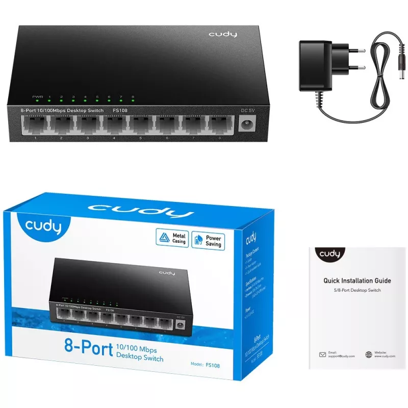 Unmanaged Switch Cudy FS108 8 θύρες Fast Ethernet 10/100 Μαύρο