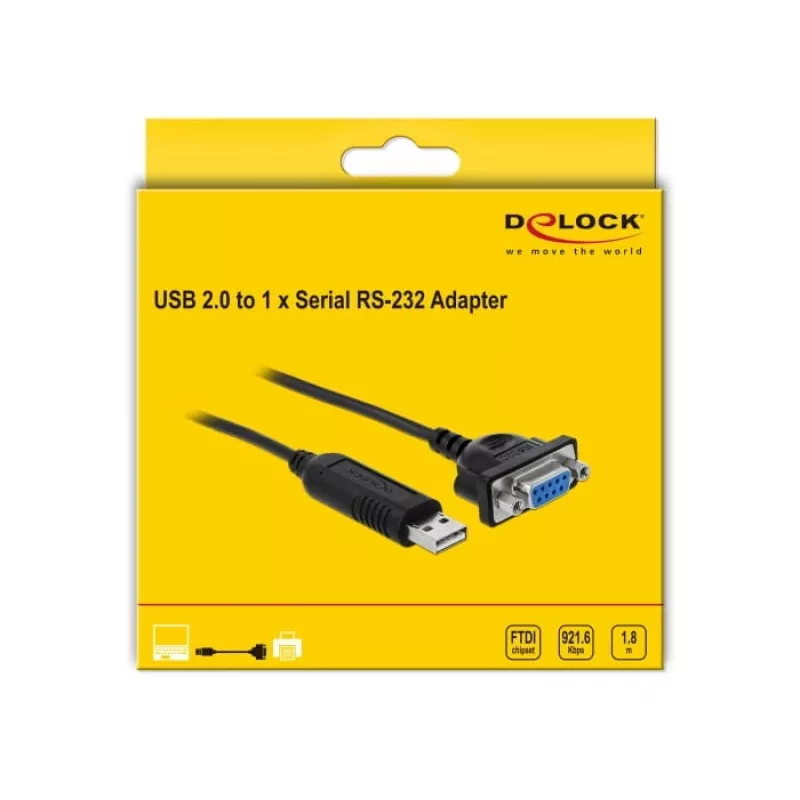 Σειριακό καλώδιο DeLOCK 66281 Μαύρο 1,8 m RS-232 USB Type-A