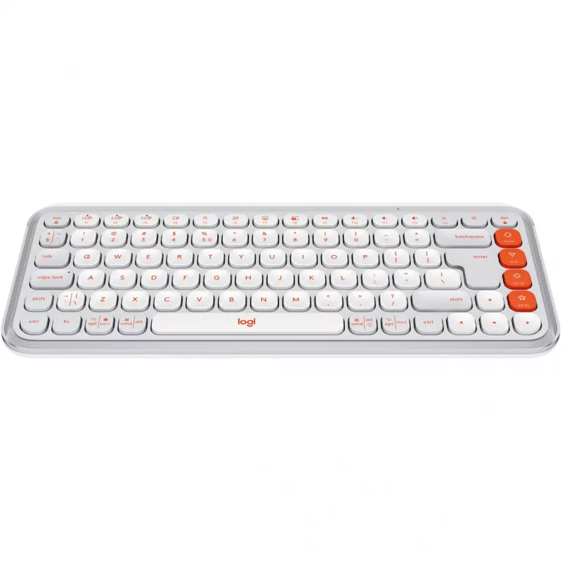Logitech POP Icon Keys - Πληκτρολόγιο - Ασύρματο - Bluetooth LE - QWERTY - US International - Off White, Orange (920-013072)