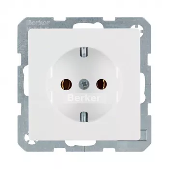 Πρίζα Type F Berker 47436089, 16 A, 250 V, λευκή, θήκη θερμοσκληρυνόμενου πλαστικού