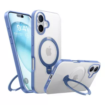 Προστατευτική θήκη Torras Ostand Spin για iPhone 16 – μπλε, λεπτό προφίλ, συμβατή με ασύρματη φόρτιση