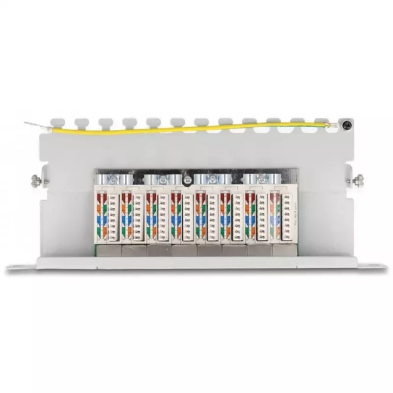 DeLOCK 10 ιντσών Patch Panel, 8 Port, Κατ.6A, 0,5HE, γκρι, μέταλλο