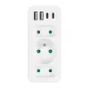Πολύπριζο MACLEAN MCE248 F/W — 3 πρίζες AC (1×16A, 2×6A) + 4×USB (2×A, 2×C PD 20W), βύσμα EU, λευκό