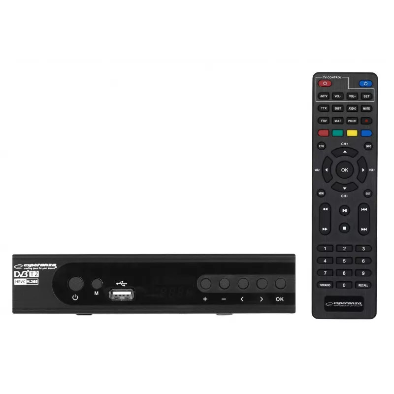 Esperanza EV106P αποκωδικοποιητής DVB-T2 H.265/HEVC, HDMI, SCART, USB, PVR, μαύρος