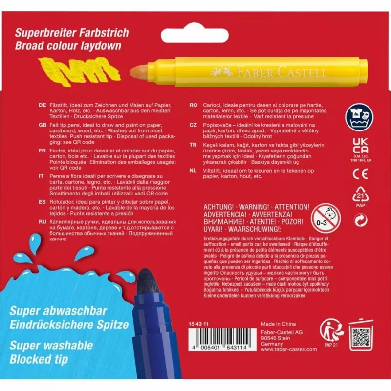 FABER-CASTELL Μαρκαδόρος Jumbo Super Washable 12 τεμ.