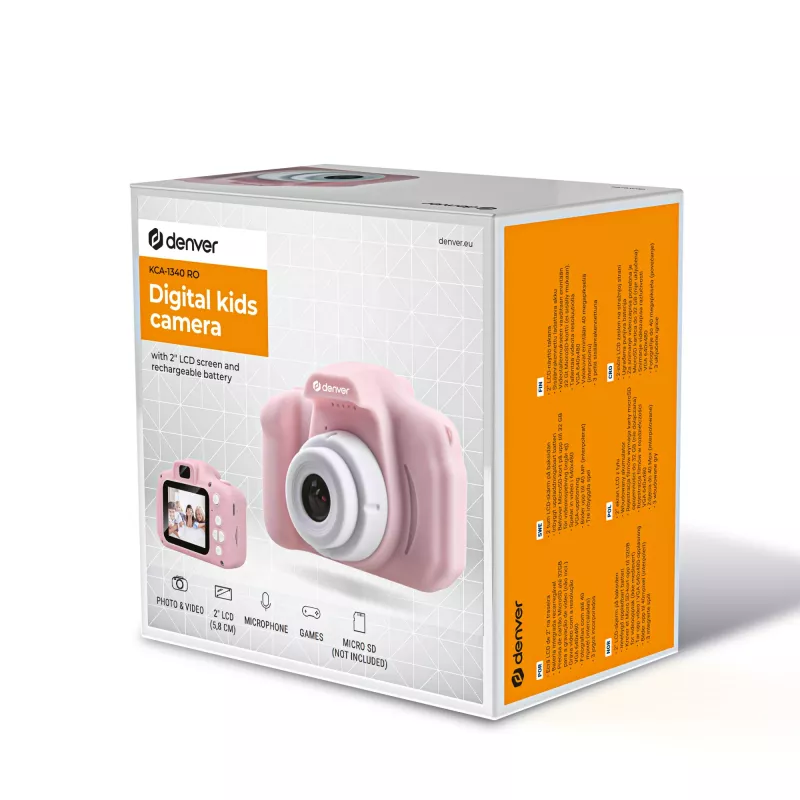 Παιδική ψηφιακή φωτογραφική μηχανή DENVER KCA-1340RO — compact 85 g, ροζ