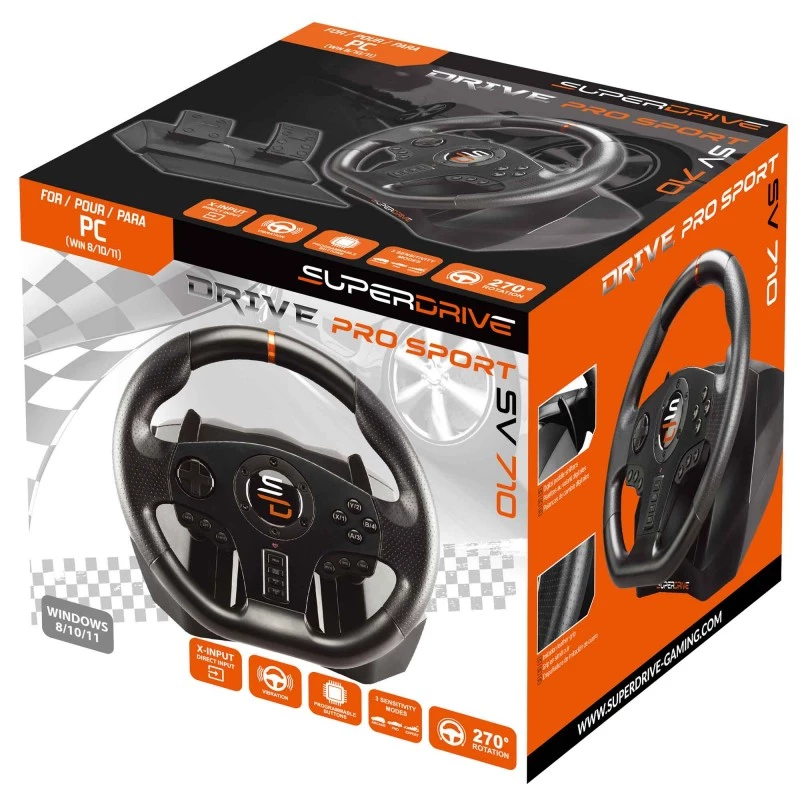 Subsonic SA5595-PC Χειριστήριο gaming Μαύρο USB Τιμόνι + πεντάλ