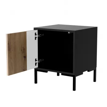 Κομοδίνο Cama Meble MERCI 44x40x52,5 cm, μαύρο και δρυς, MDF/μοριοσανίδα, συσκευασία 2 τεμ.