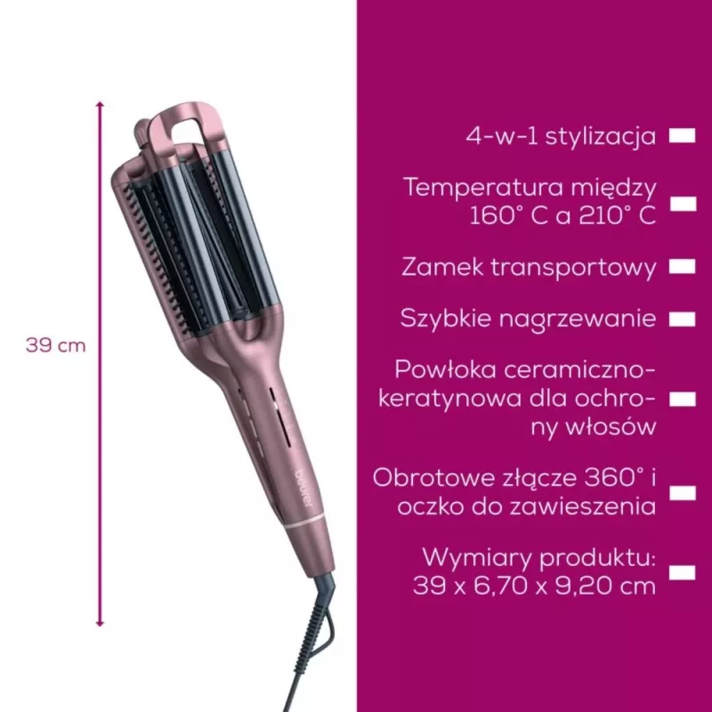 Συσκευή styling μαλλιών Beurer HT65 2 σε 1 για μπούκλες και ίσιωμα, μοντέλο HT65