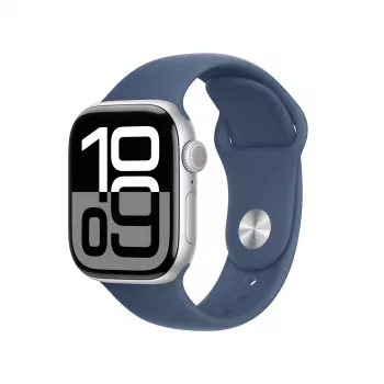 Apple Watch S10 Αλουμίνιο Cellular 42mm Ασημί (Λουράκι Sport Denim) S/M