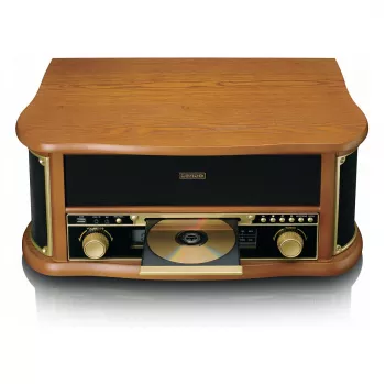 Πικάπ ήχου με ιμάντα Lenco TCD-2551WD Wood – Bluetooth, CD, κασέτα, AM/FM, κωδικοποίηση USB, 33/45/78 σ.α.λ.