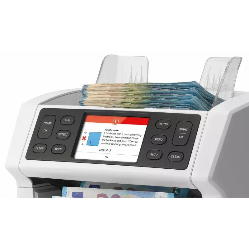 Safescan 2850 μετρητής χαρτονομισμάτων με ανίχνευση πλαστών (UV, μαγνητικό, μέγεθος), 1500 χαρτονομίσματα/λεπτό, οθόνη αφής, λευκό