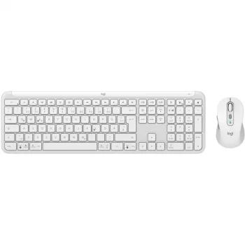 Logitech MK950 Signature Slim Πληκτρολόγιο ποντίκι με Office RF Wireless + Bluetooth QWERTZ γερμανικό Graphite λευκό