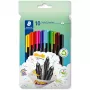 Στυλό fineliner Staedtler 334 C10, εξαιρετικά λεπτή μύτη 0,3 mm, 10 χρώματα (μαύρο, μπλε, καφέ, πράσινο, ανοιχτό μπλε, ανοιχτό πράσινο, πορτοκαλί, ροζ, κόκκινο, κίτρινο)