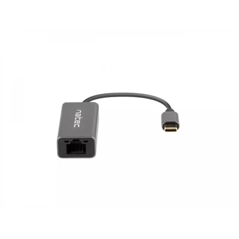 Natec Cricket NNC-1925 προσαρμογέας Ethernet USB-C 3.1 Gen 1 σε RJ45, 1000 Mbit/s, καλώδιο 15 εκ., αλουμίνιο, γκρι