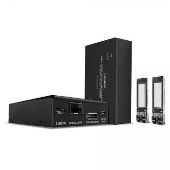 Lindy 39376 επέκταση KVM οπτικής ίνας DisplayPort 1.2 και USB 300 m, πομπός και δέκτης, 850 nm